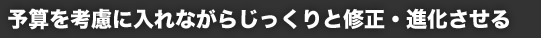 予算を考慮に入れながらじっくりと修正・進化させる